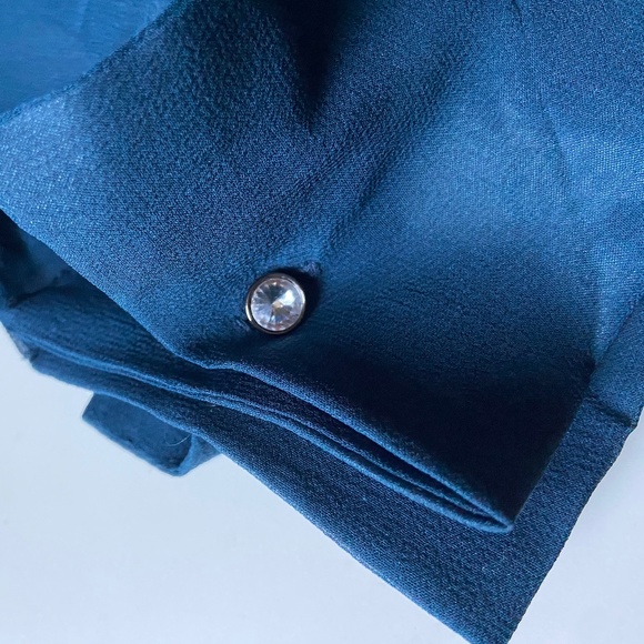 Pamela Dennis Sheer Silk Ruffled Button Front Blouse with Silk Cami Size M - Picture 7 of 10